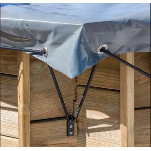 Graue Poolcrew Winterabdeckung für Gartenpool Lanzarote mit Befestigung.