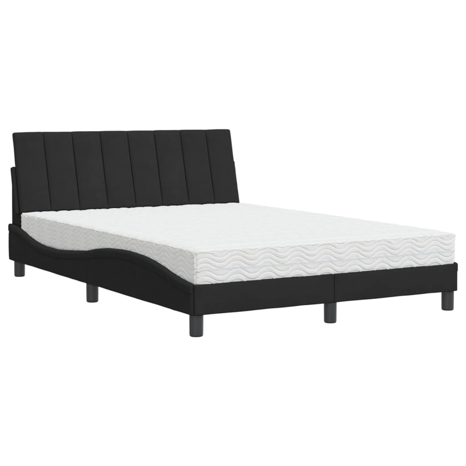 vidaXL Bett mit Matratze Schwarz 140x200 cm Samt Modell 12008012