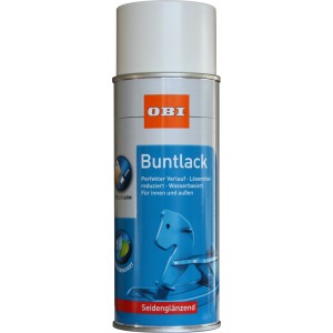 OBI Buntlack Spray Reinweiß, seidenglänzend, 400ml Dose.