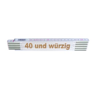 Stabila Zollstock mit Lasergravur "40 und würzig", 2 m, aus Buchenholz, Messwerkzeug.