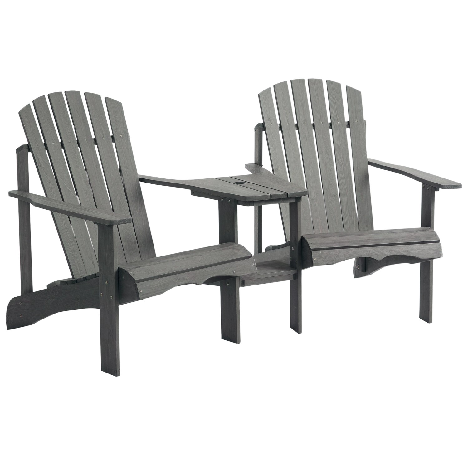Outsunny Gartenstuhl Tannenholz Grau 170B x 87T x 92H cm günstig online kaufen