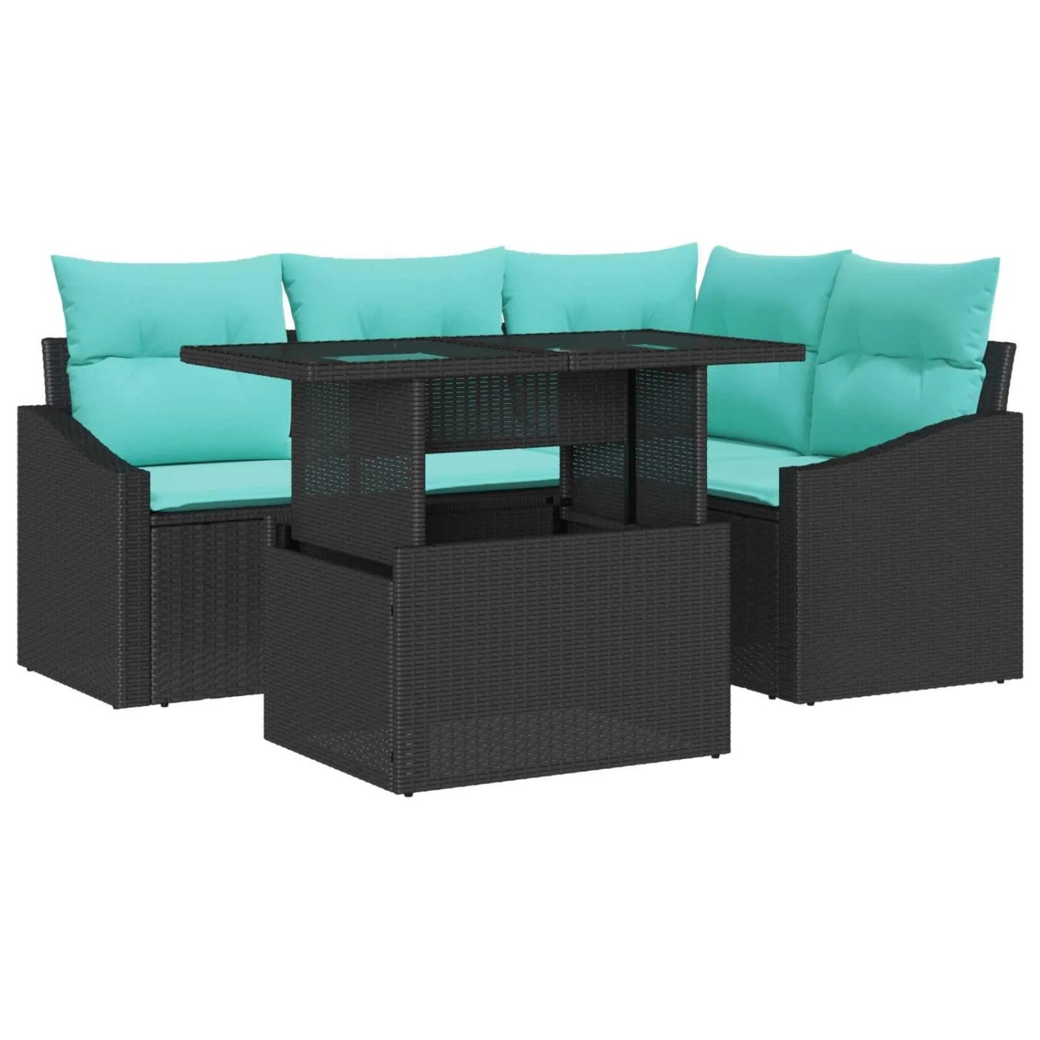 Thumbnail - vidaXL Garten-Sofa-Set mit Kissen mit Speicher 6-Tlg Schwarz und Creme 3349003