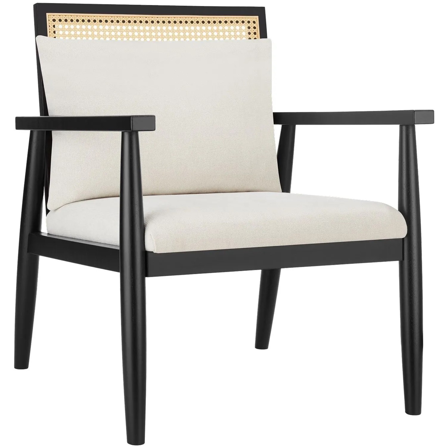 Tectake Loungesessel Manuela Dick Gepolstert  Mit Extra Rückenkissen Massives Holzgestell  70 x 67 x 82 cm Weiß
