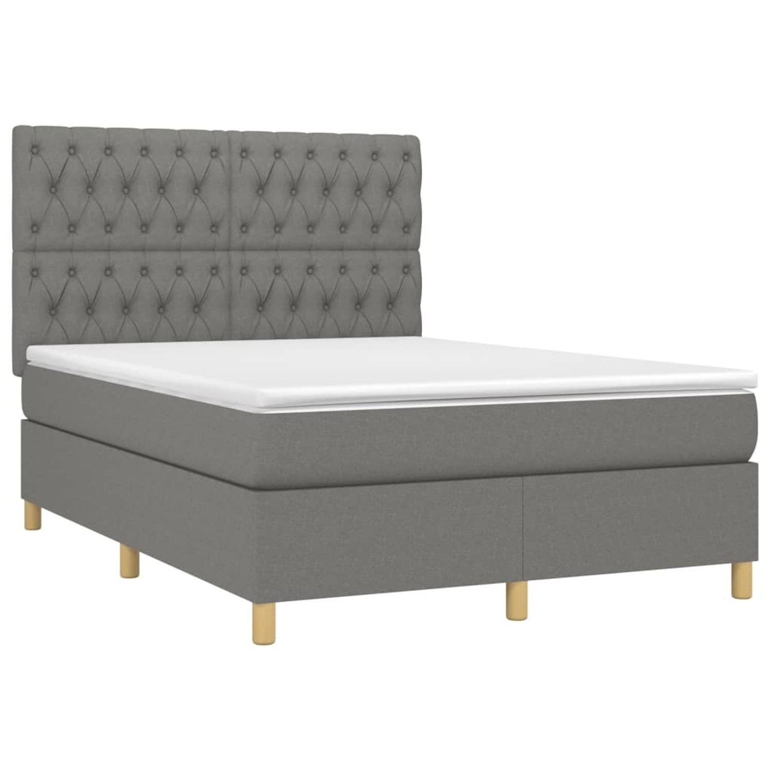 vidaXL Boxspringbett mit Matratze & LED Dunkelgrau 140x190 cm Stoff 3135670 günstig online kaufen
