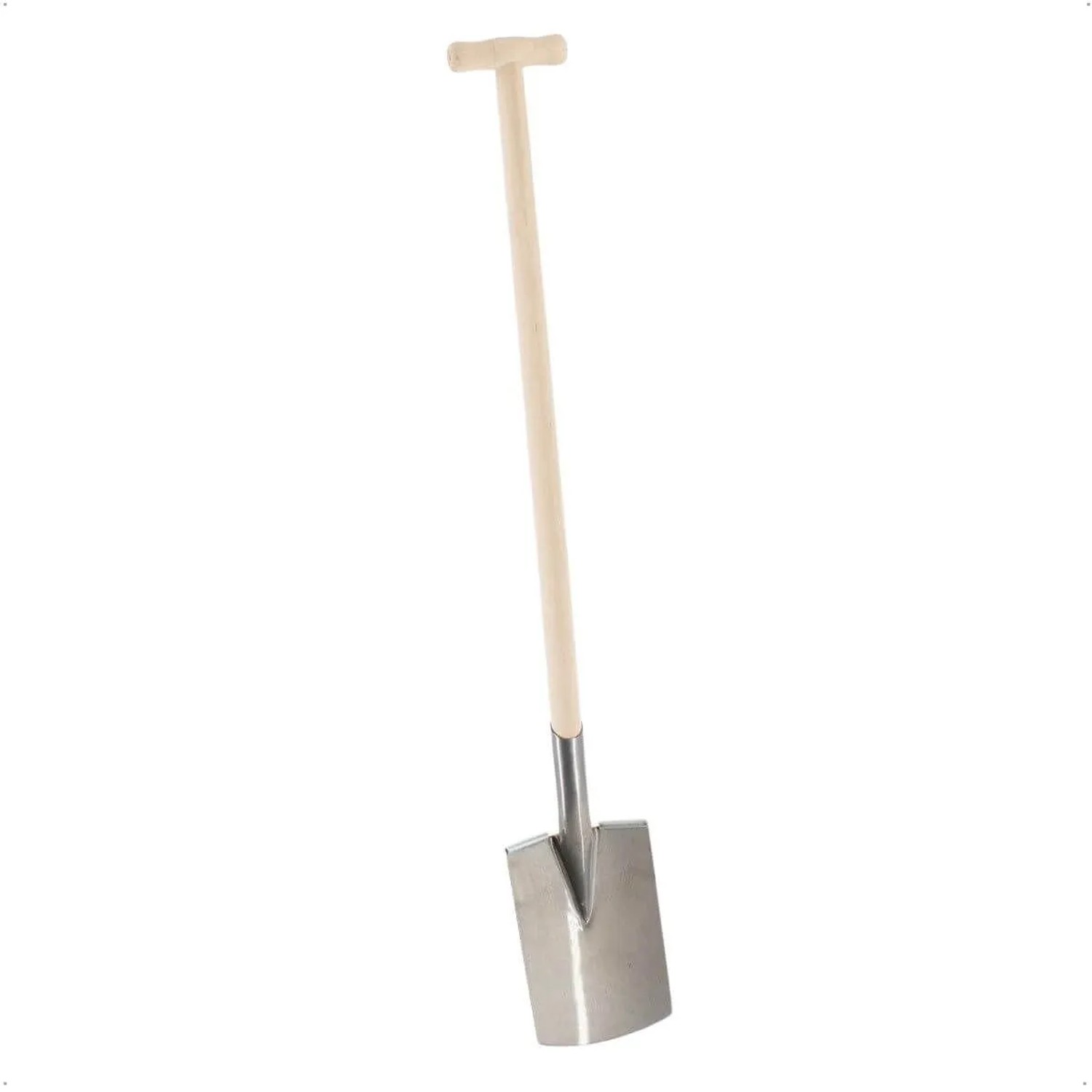 Galaflor Damenspaten Poliert mit Holzstiel 112cm Gartenspaten Stahl Spaten mit T-Stiel