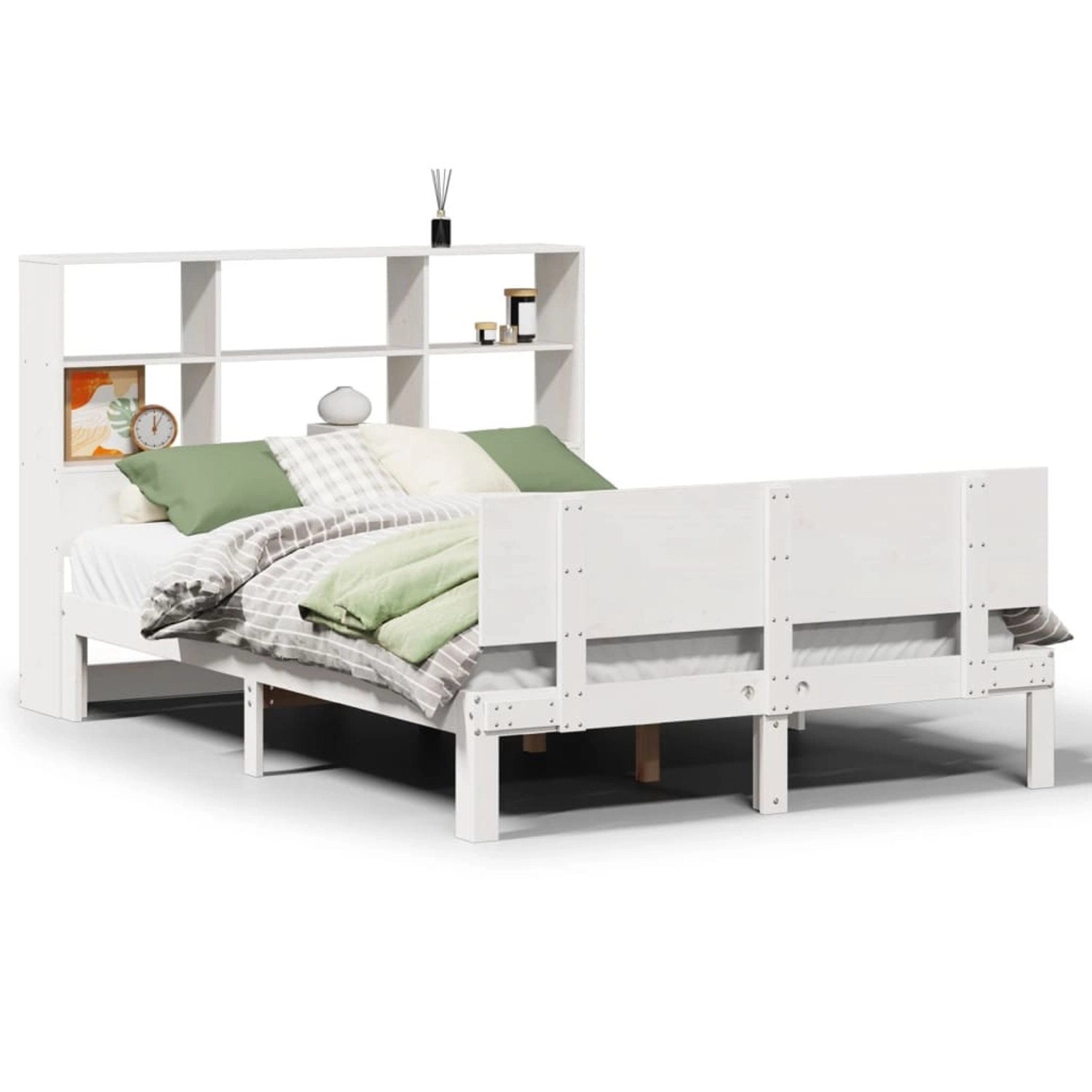 vidaXL Massivholzbett mit Regal ohne Matratze Weiß 120x190 cm Kiefer 332265 günstig online kaufen