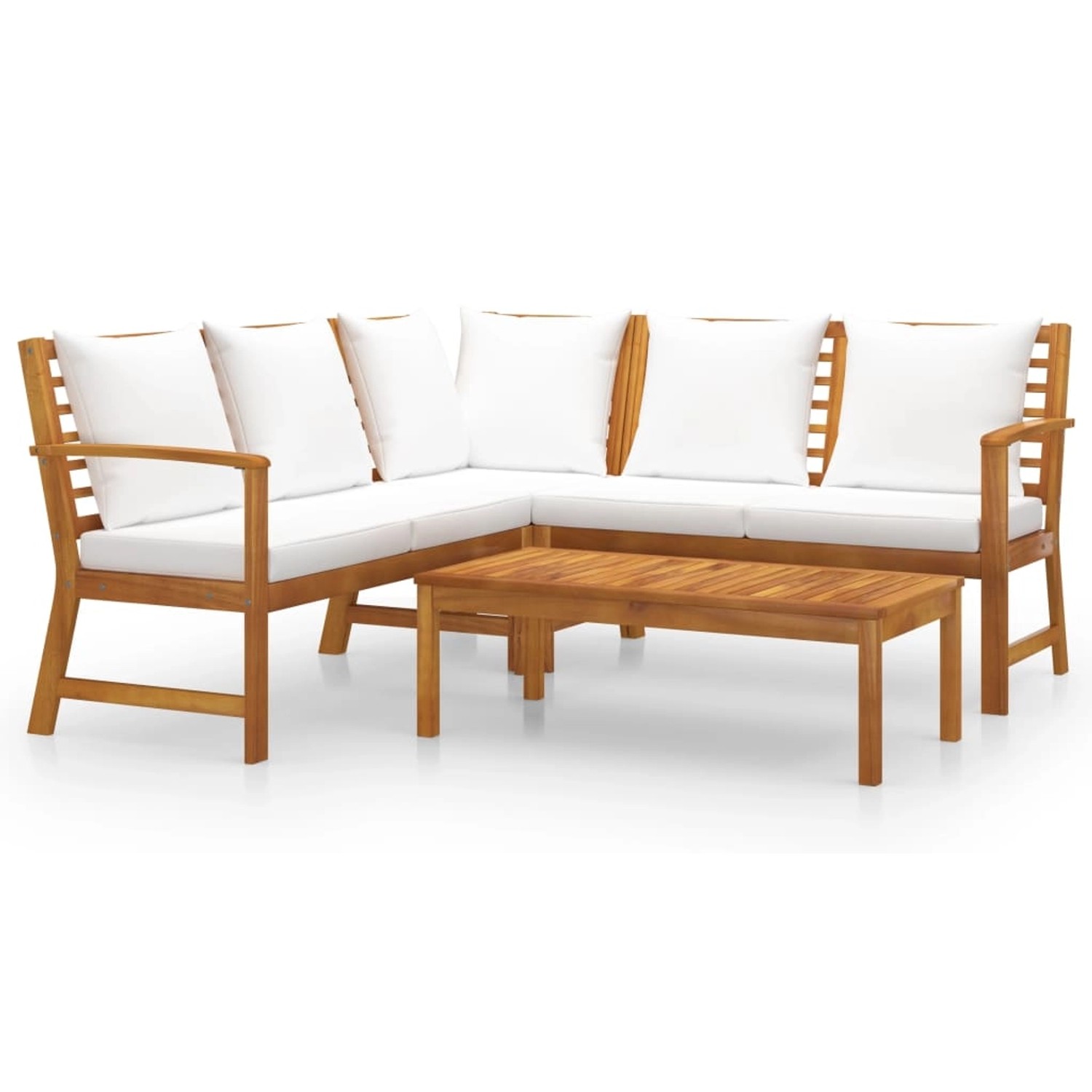 vidaXL 4-tlg Garten-Lounge-Set mit Auflagen Creme Massivholz Akazie Modell 4