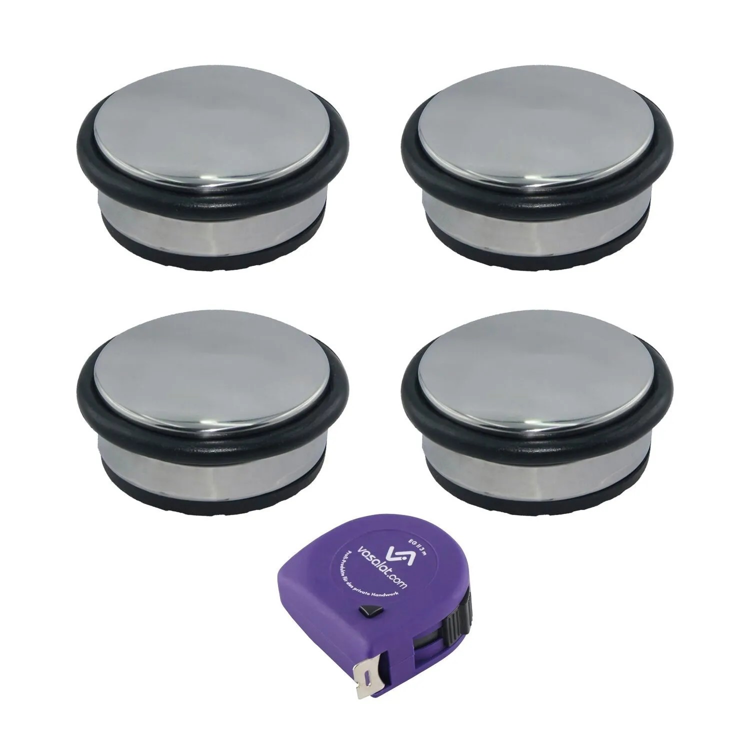 vasalat Set Türstopper schwer Ø 95 mm H 45 mm Edelstahl Poliert 1,3 kg 4 Stück