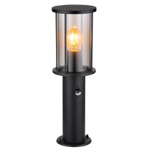 Globo Gracey Außenleuchte, Edelstahl schwarz matt, 45cm hoch, mit Sensor.