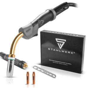 STAHLWERK AK25 MB25 Schweißbrenner mit 3m Schlauchpaket, ergonomischem Griff, Düsen und Werkzeug für MIG MAG.