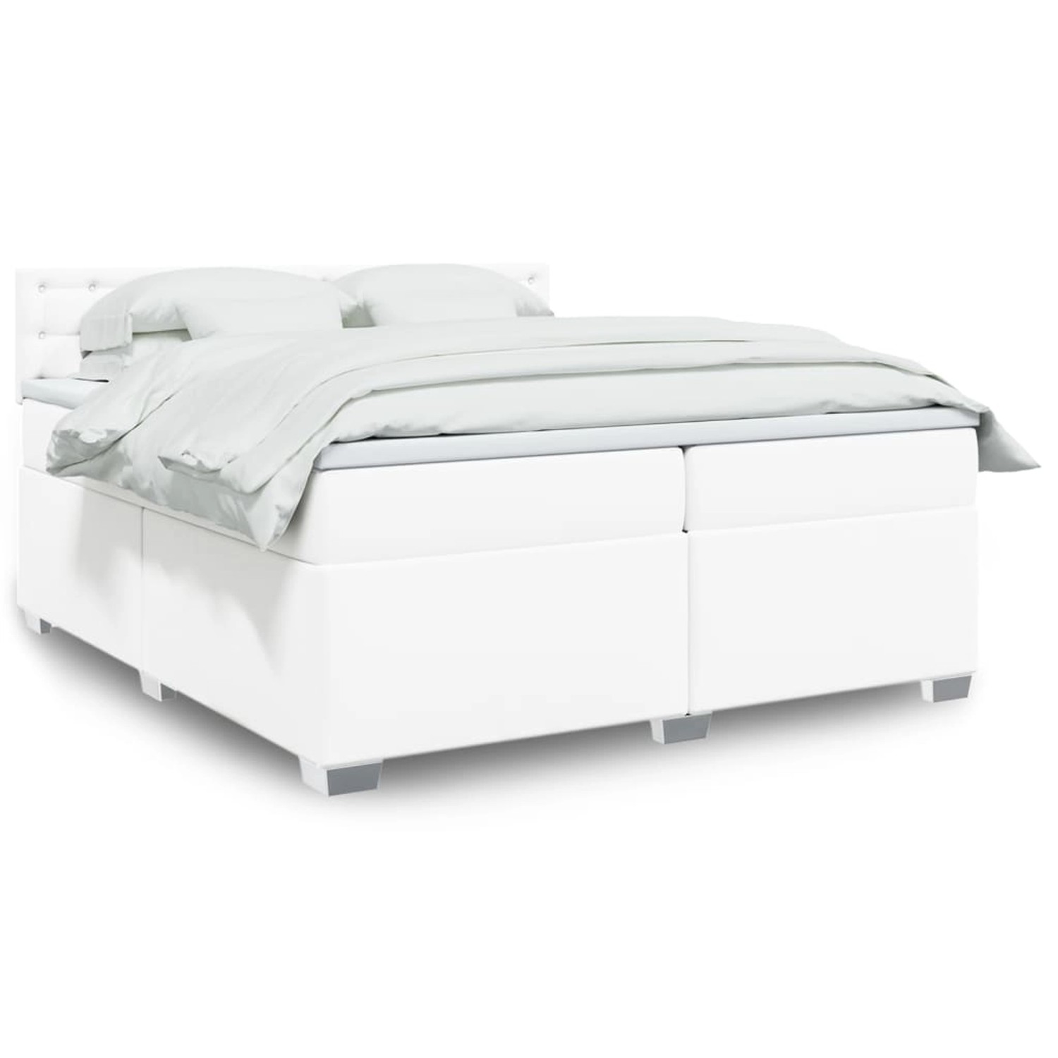 vidaXL Boxspringbett mit Matratze Weiß 200x200 cm Kunstleder 3288437 günstig online kaufen