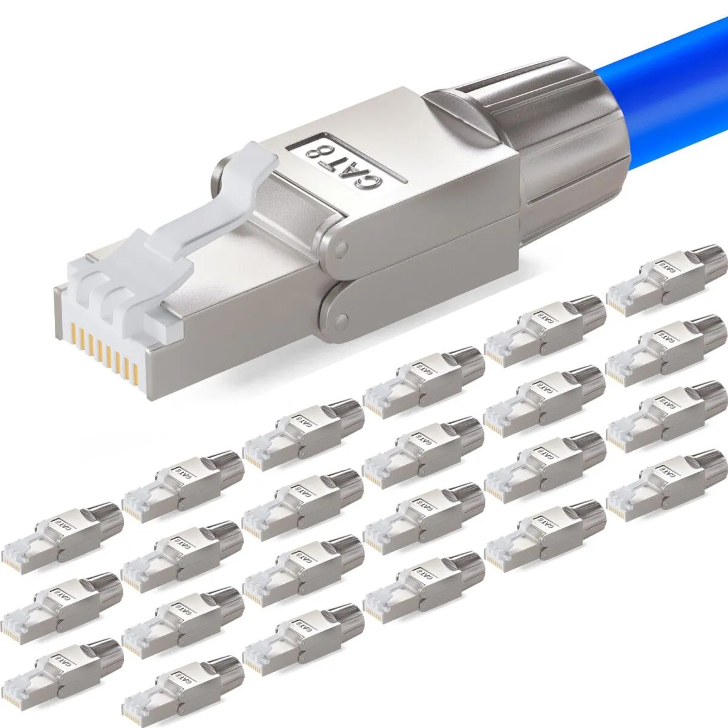 hb-digital 24x Netzwerkstecker CAT 8 RJ45 LSA STP Kontakte Vergoldet 50u
