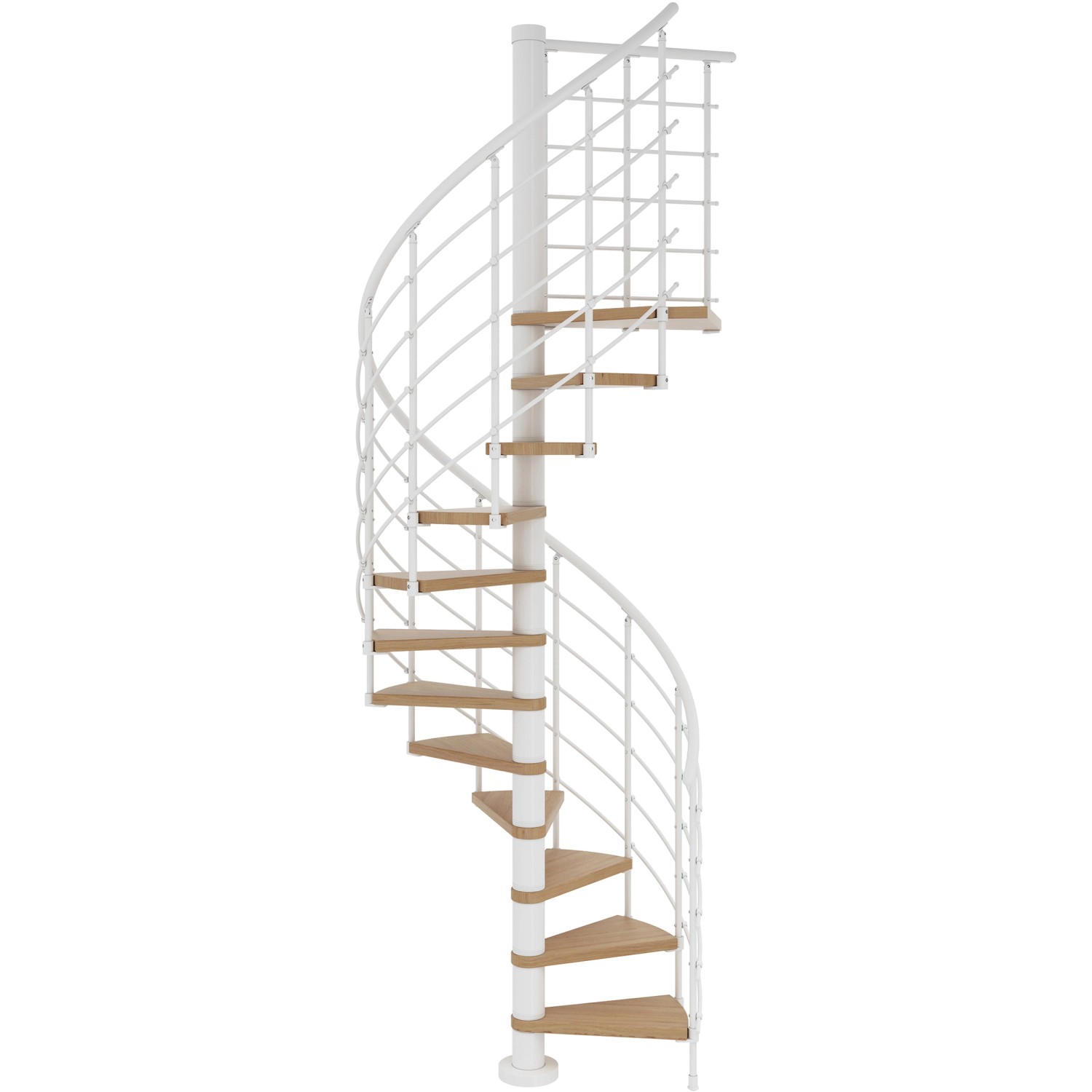 Dolle Spindeltreppe Oslo Ø 160 cm Metallelemente Weiß 12 Stufen Eiche FSC®