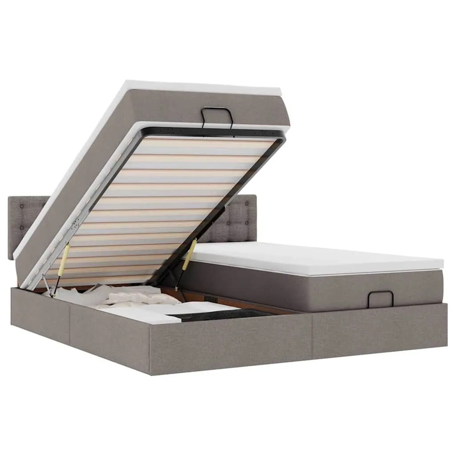 vidaXL Ottoman-Bett mit Matratzen & LEDs Taupe 180x200 cm Stoff 3312889