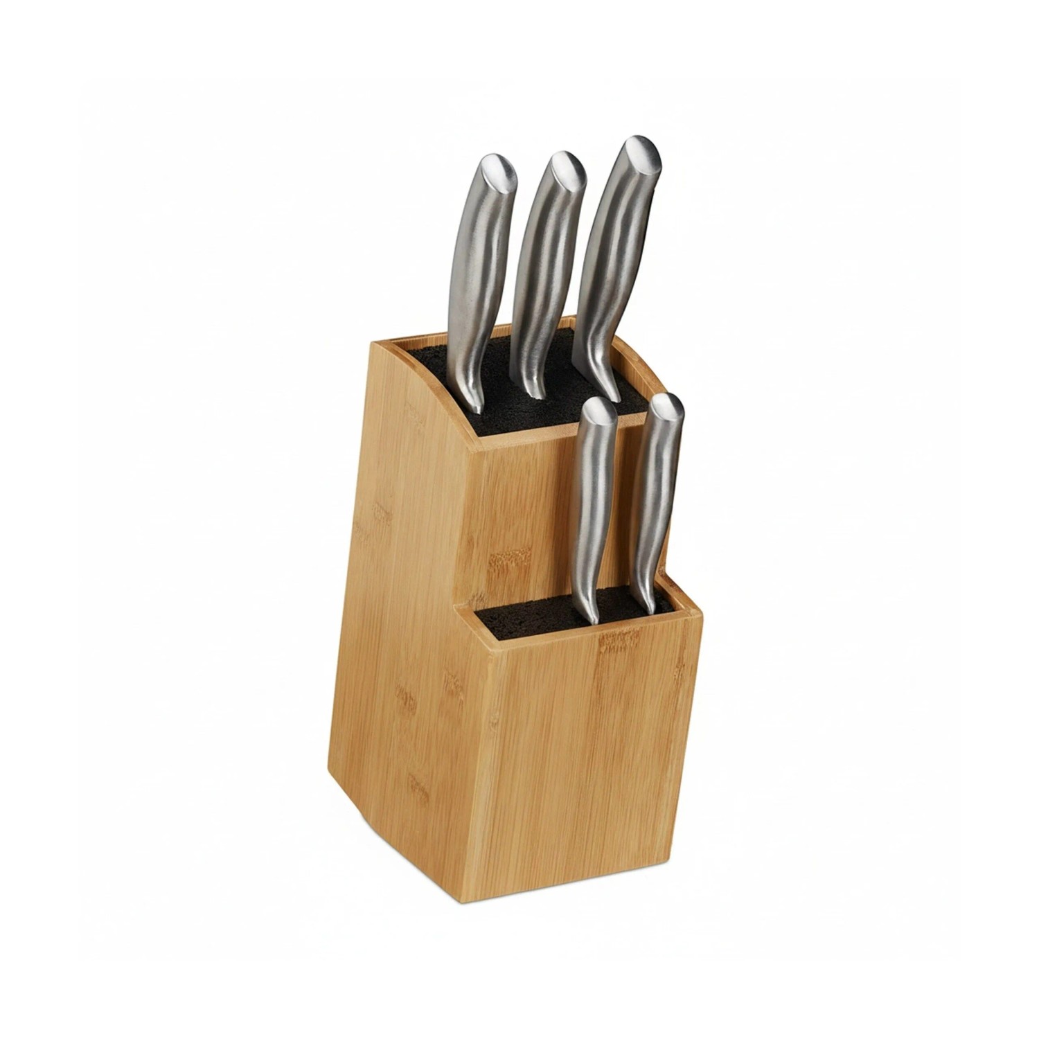 Relaxdays Messerblock Bambus Natur mit Borsten Zweistufig 25,5 cm x 11,5 cm x 18 cm 2 kg