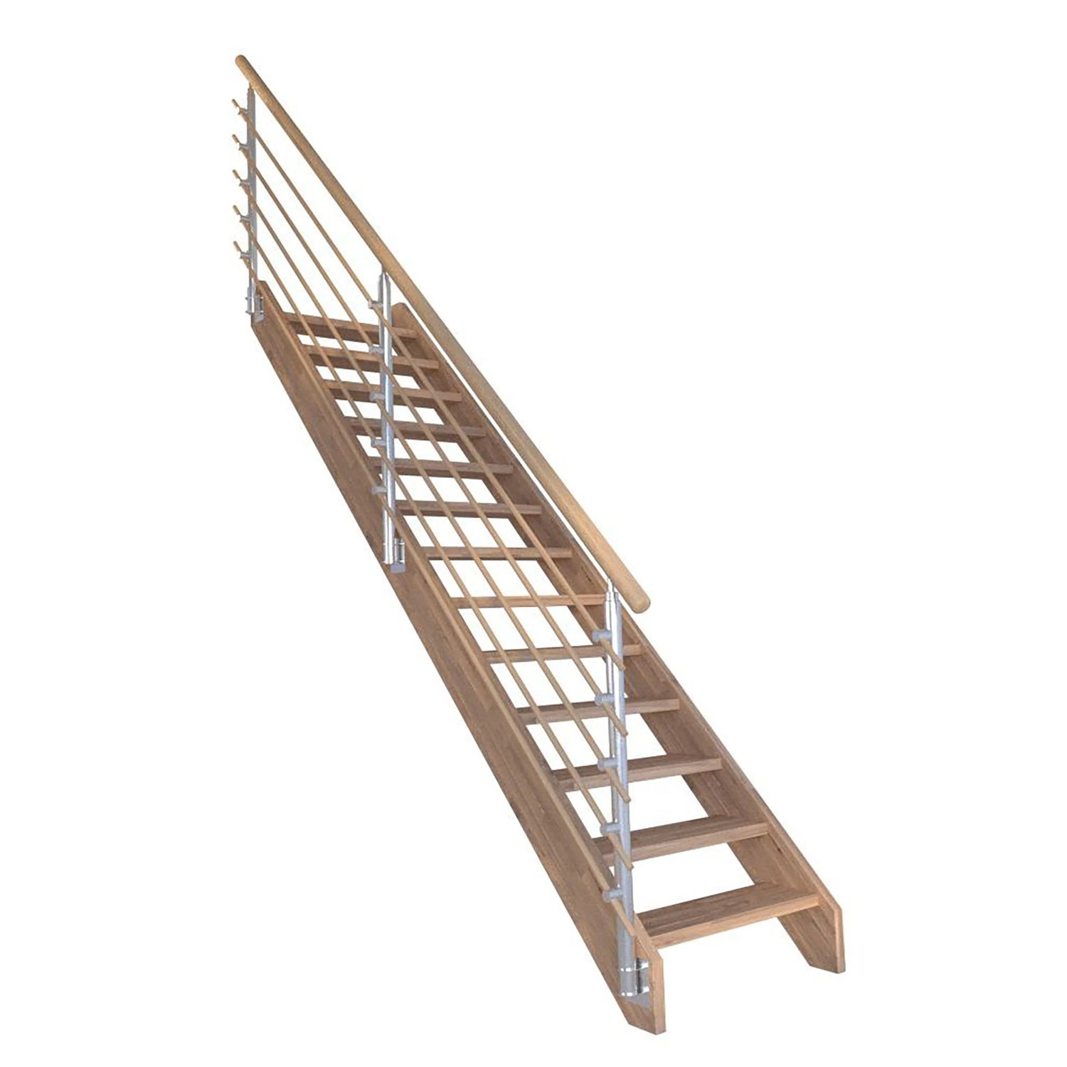 Treppe Mykonos Pro Eiche Gerade 90 cm Design-Geländer-Holzstäbe FSC® günstig online kaufen