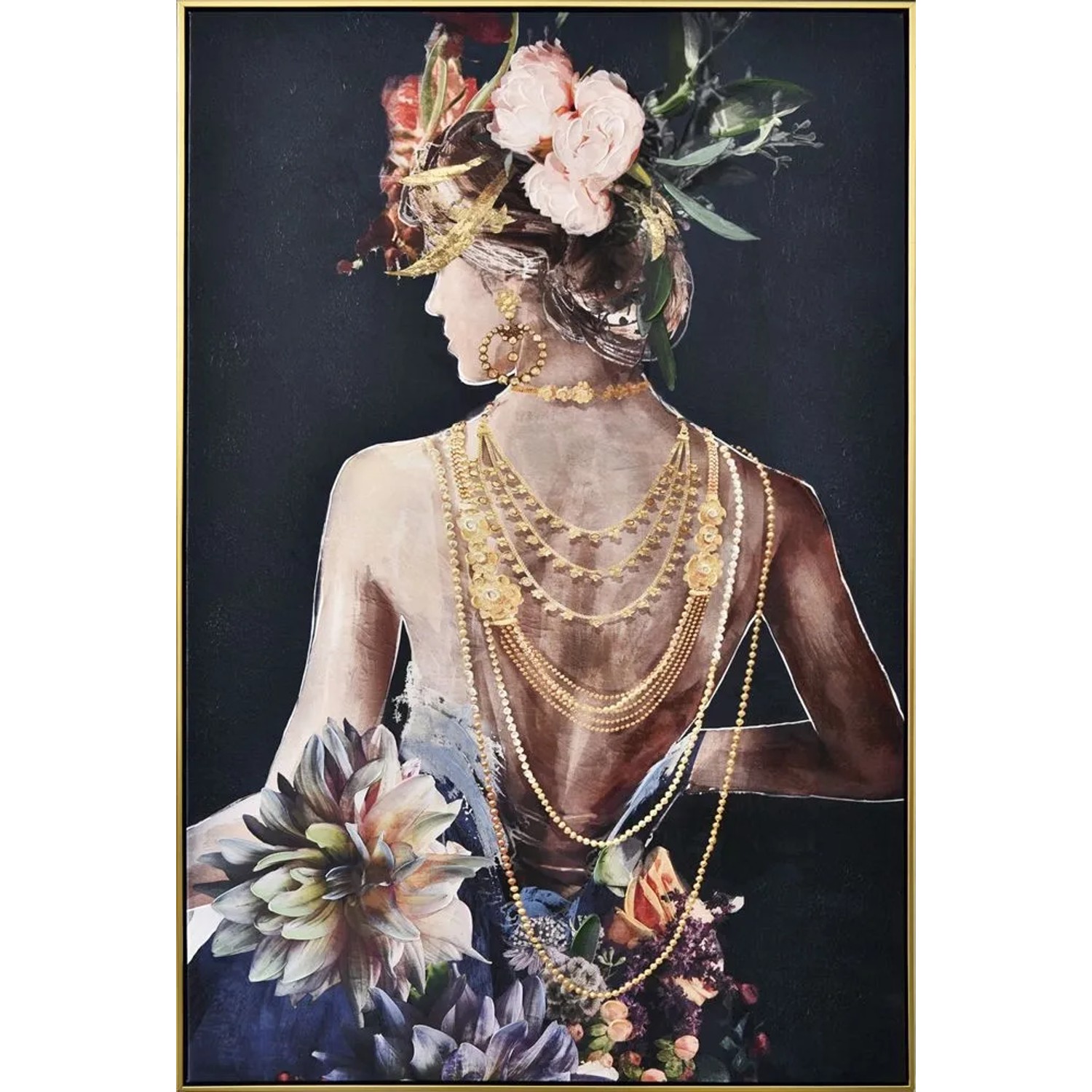 Art Universe Leinwandbild Schöner Rücken mit Goldketten 82 x 122 cm