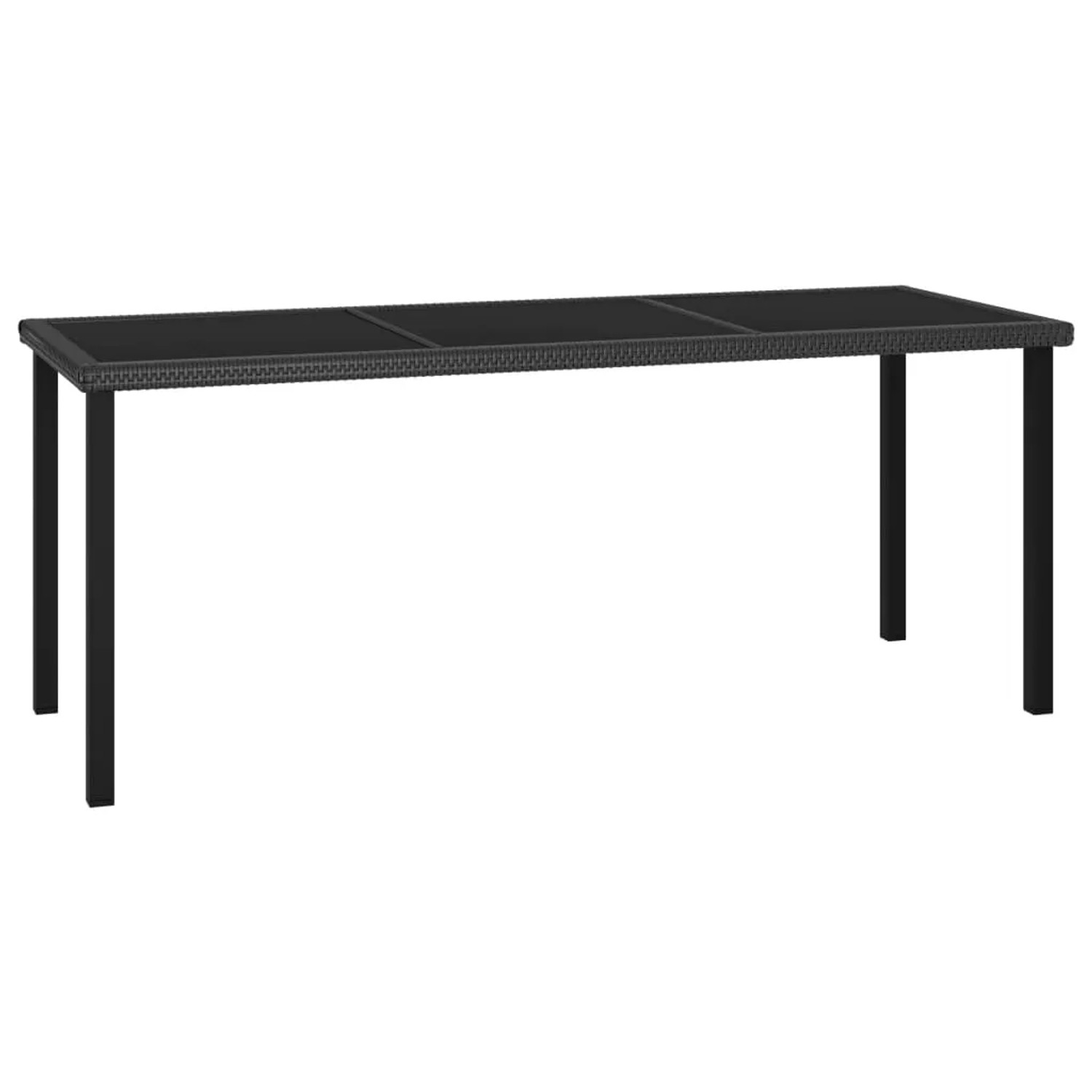 vidaXL Garten-Esstisch Schwarz 180x70x73 cm Poly Rattan 315116