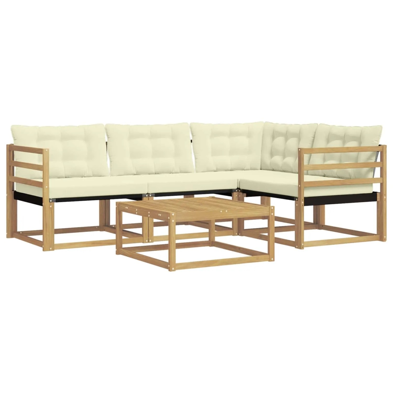 vidaXL Outdoor-Sofagarnitur 5 Stk Weiß und Creme 79 x 79 x 37 cm 3388648