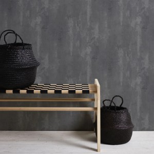 Anthrazitfarbene Betontapete im Industrial Look von Bricoflor für Wohnzimmer und Küche.