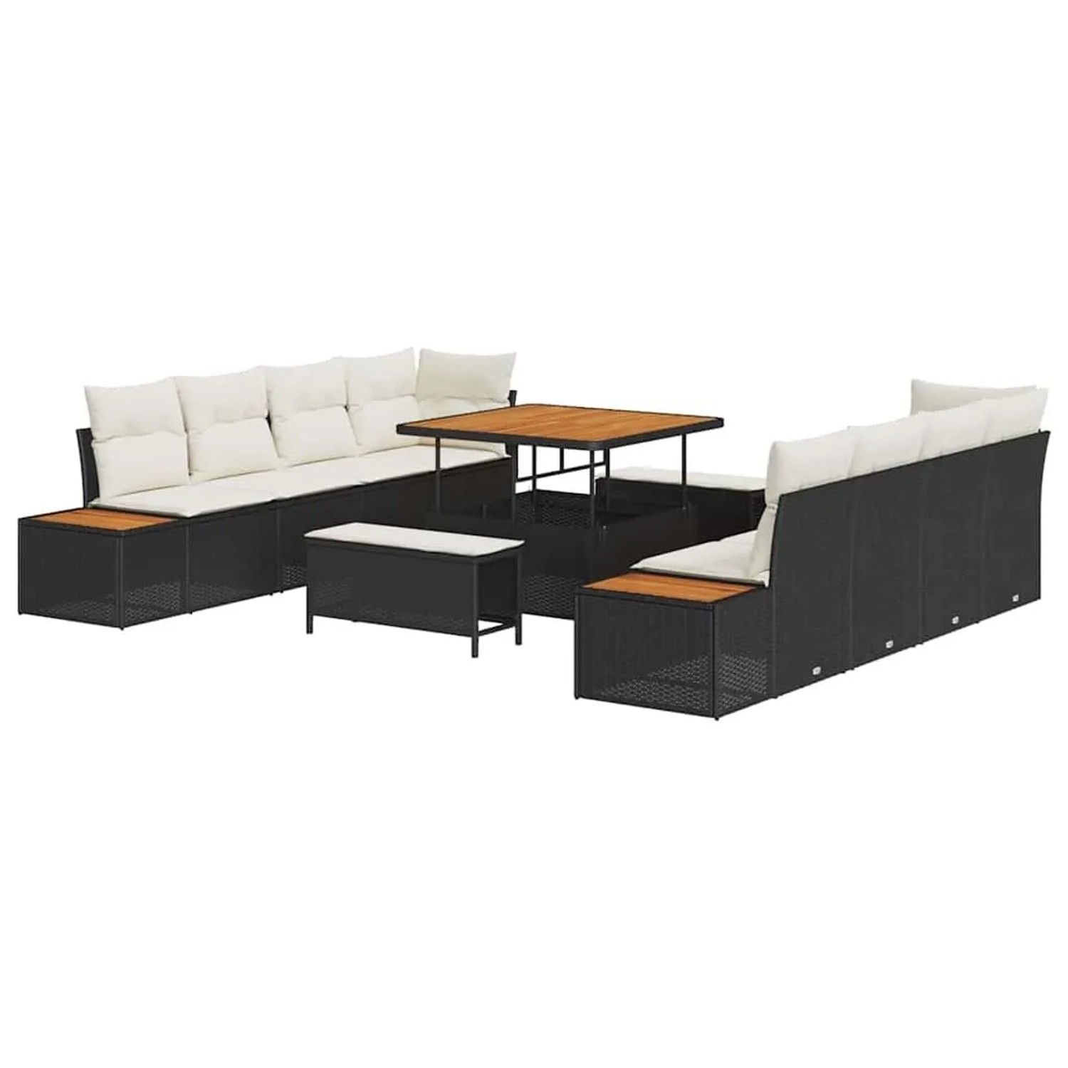 vidaXL Gartensofa-set mit Kissen 11-Tlg Schwarz Poly-Rattan 3364845 günstig online kaufen