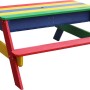 Axi Nick Picknicktisch Regenbogen mit Sonnenschirm, farbenfroher Kindertisch für Spiel & Spaß im Garten.