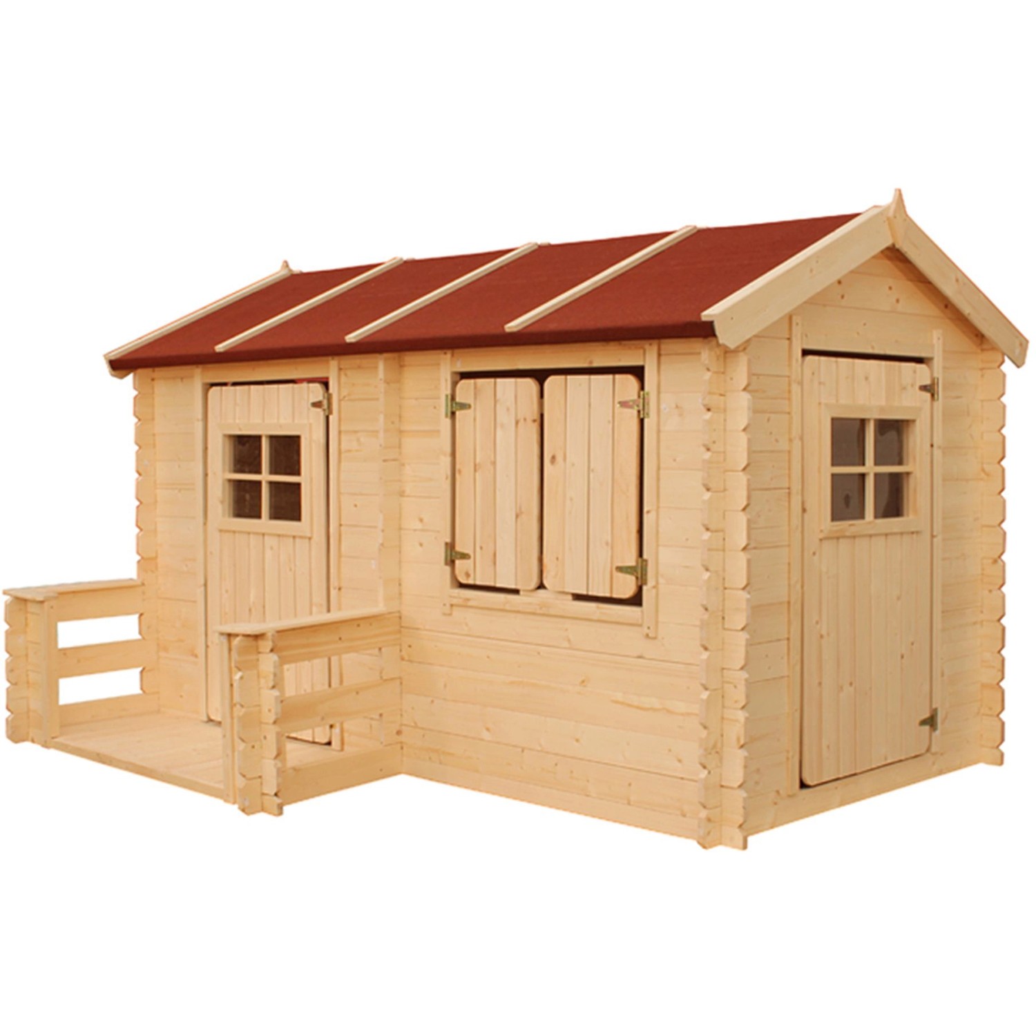 Timbela Kinderspielhaus Holz M503 2,63 m² mit Boden, Fensterläden und