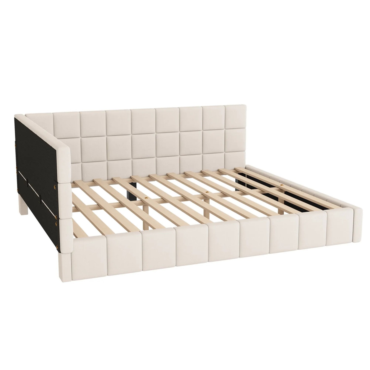 Merax Schlafsofa 160x200cm Samt Lattenrost Beige