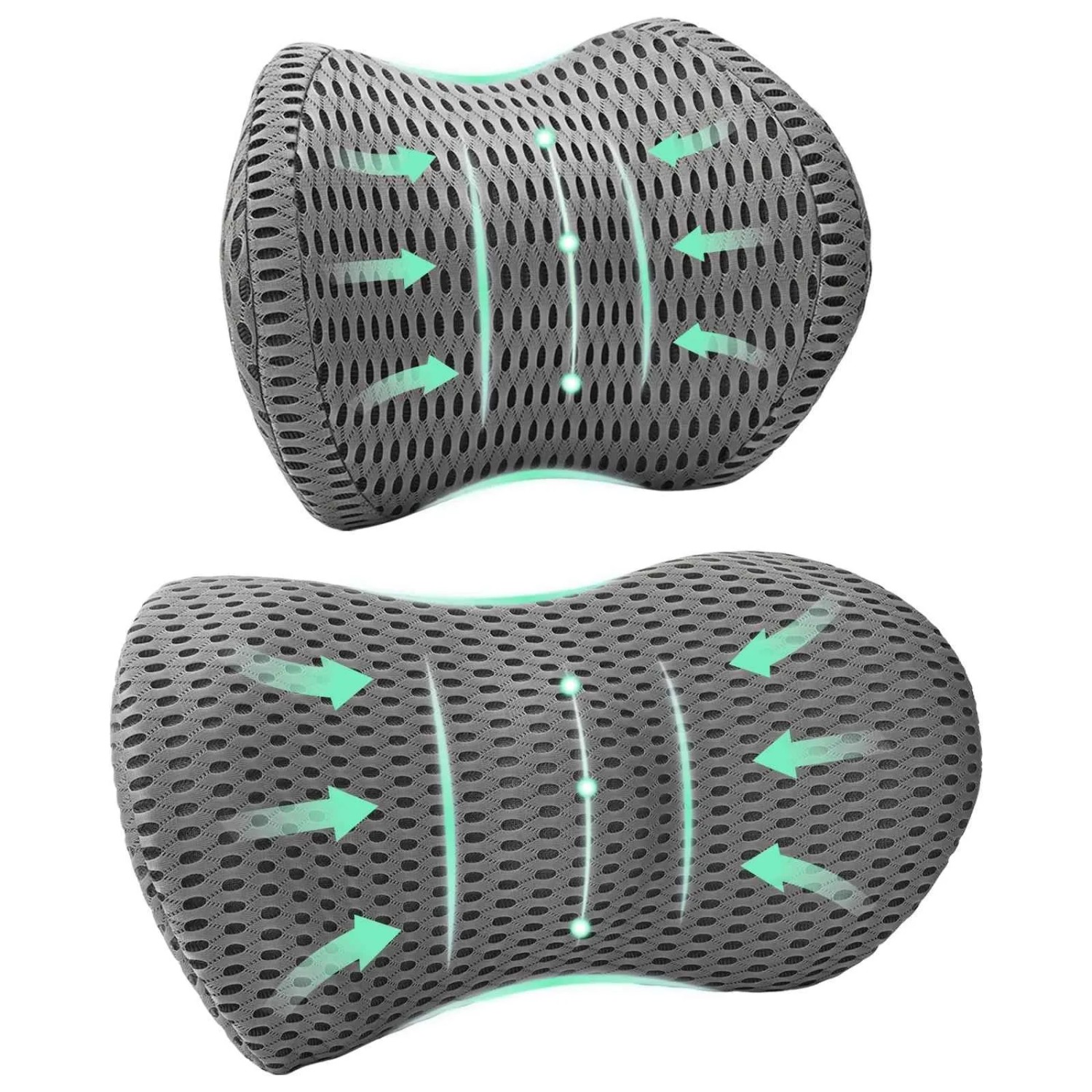 vidaXL Kopfkissen mit Kissen Verstellbar 2-Tlg Grau 4D Mesh 42012713