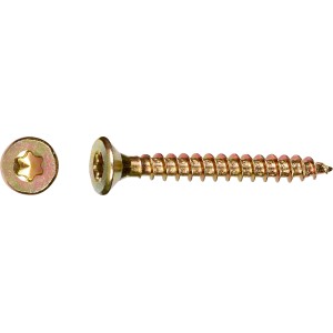 Gelb verzinkte LUX Spanplattenschraube, 4x30 mm, TX-Antrieb, Senkkopf, 200 Stück.