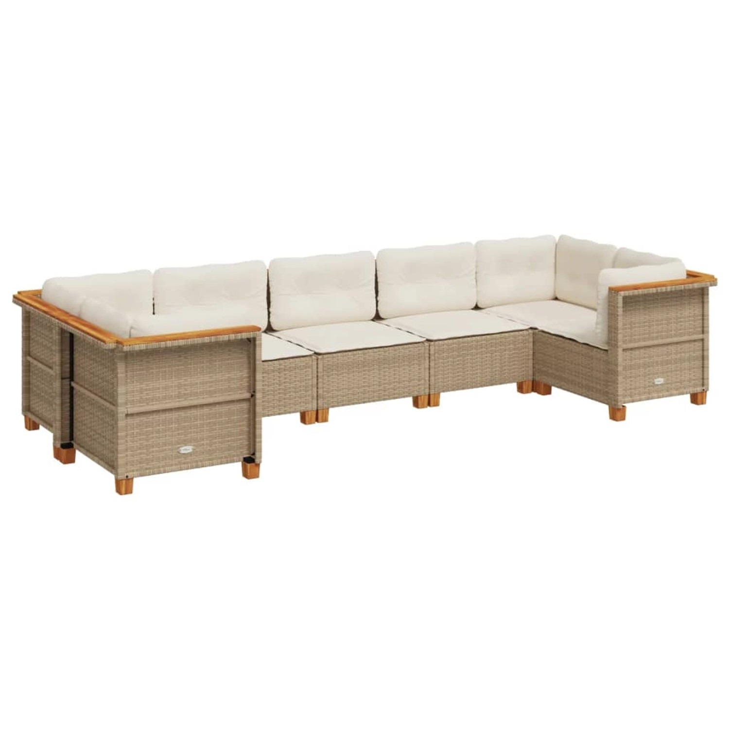 vidaXL 7-Tlg Garten-Sofagarnitur mit Kissen Beige Poly Rattan 3261973 günstig online kaufen