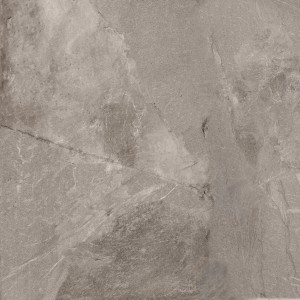 Graue Feinsteinzeug Bodenfliese, 60x60 cm, matte Steinoptik für Innen- und Außenbereich.