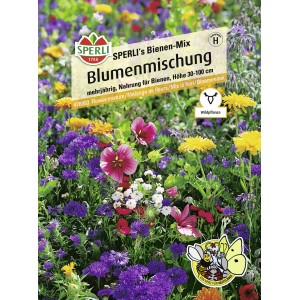 Sperli Blumenmischung Bienen-Mix: Mehrjährige Blumen in Lila, Gelb, Weiß und Rot. Nahrungsquelle für Bienen.