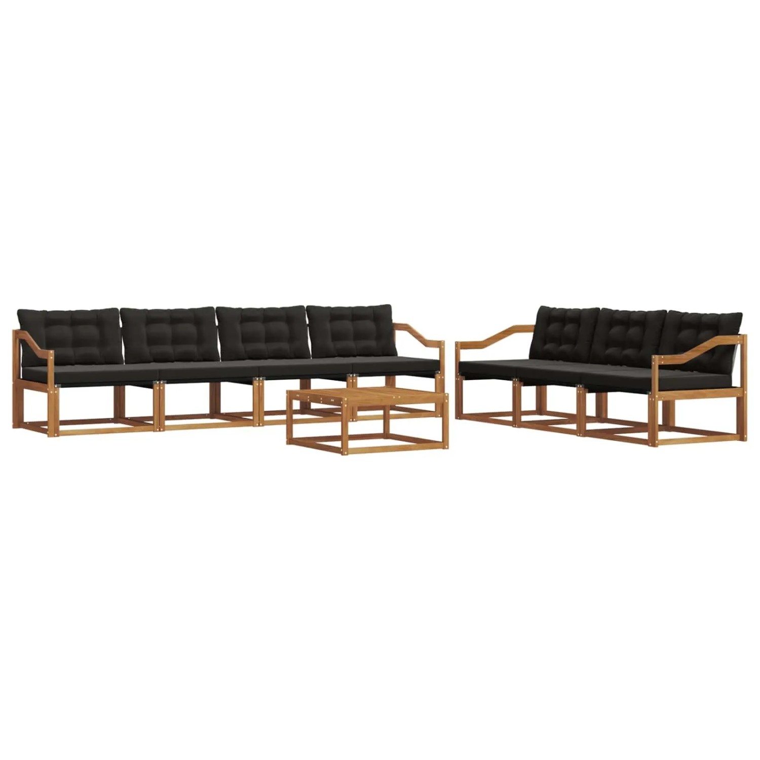 vidaXL Outdoor-Sofagarnitur mit Kissen 8-Tlg Natur und Schwarz 3369275