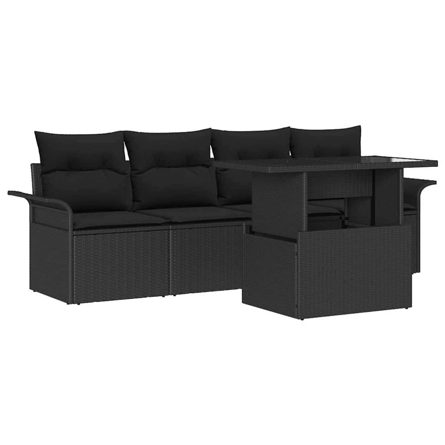 vidaXL Garten-Sofa-Set mit Kissen 5-Tlg Schwarz Poly Rattan 3356926 günstig online kaufen