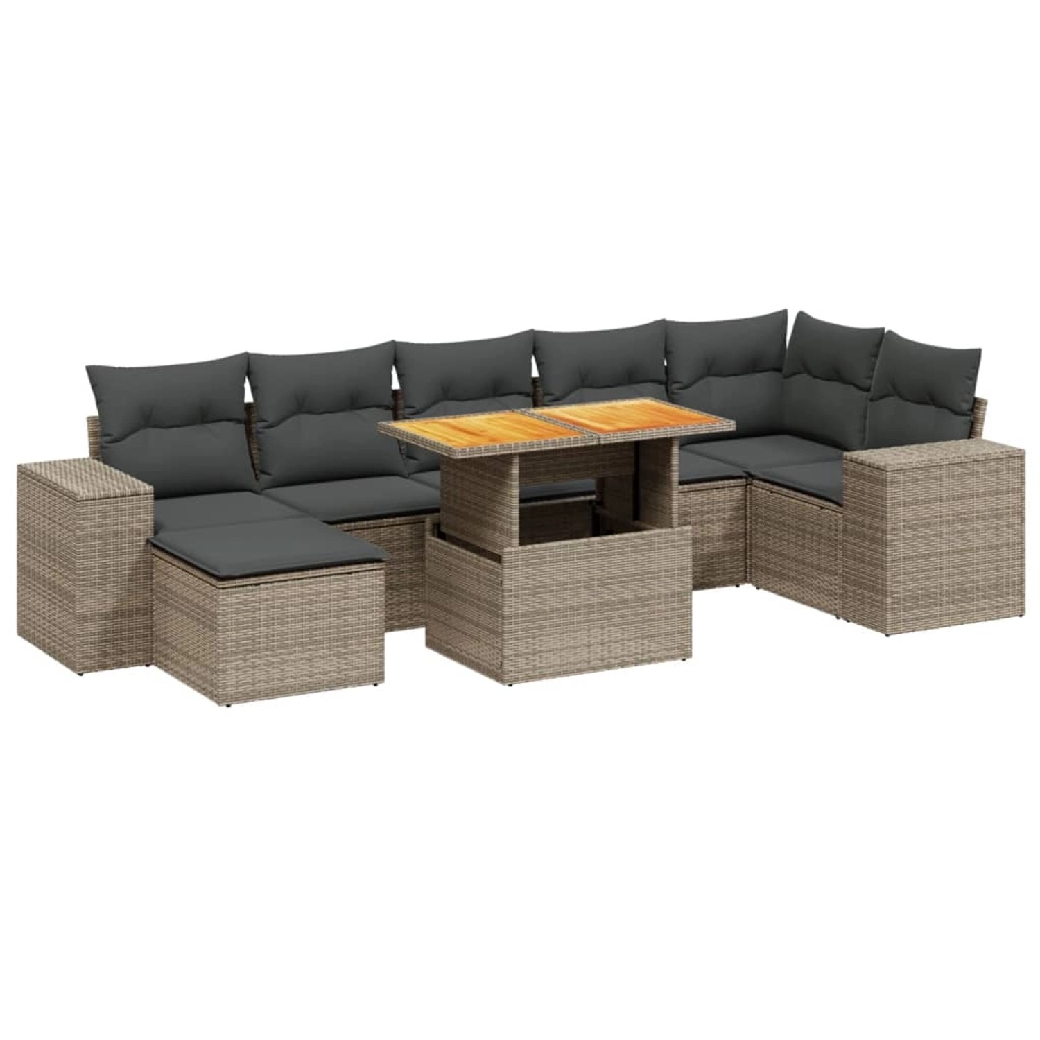 vidaXL 8-Tlg Garten-Sofagarnitur mit Kissen Grau Poly Rattan 3272747 günstig online kaufen