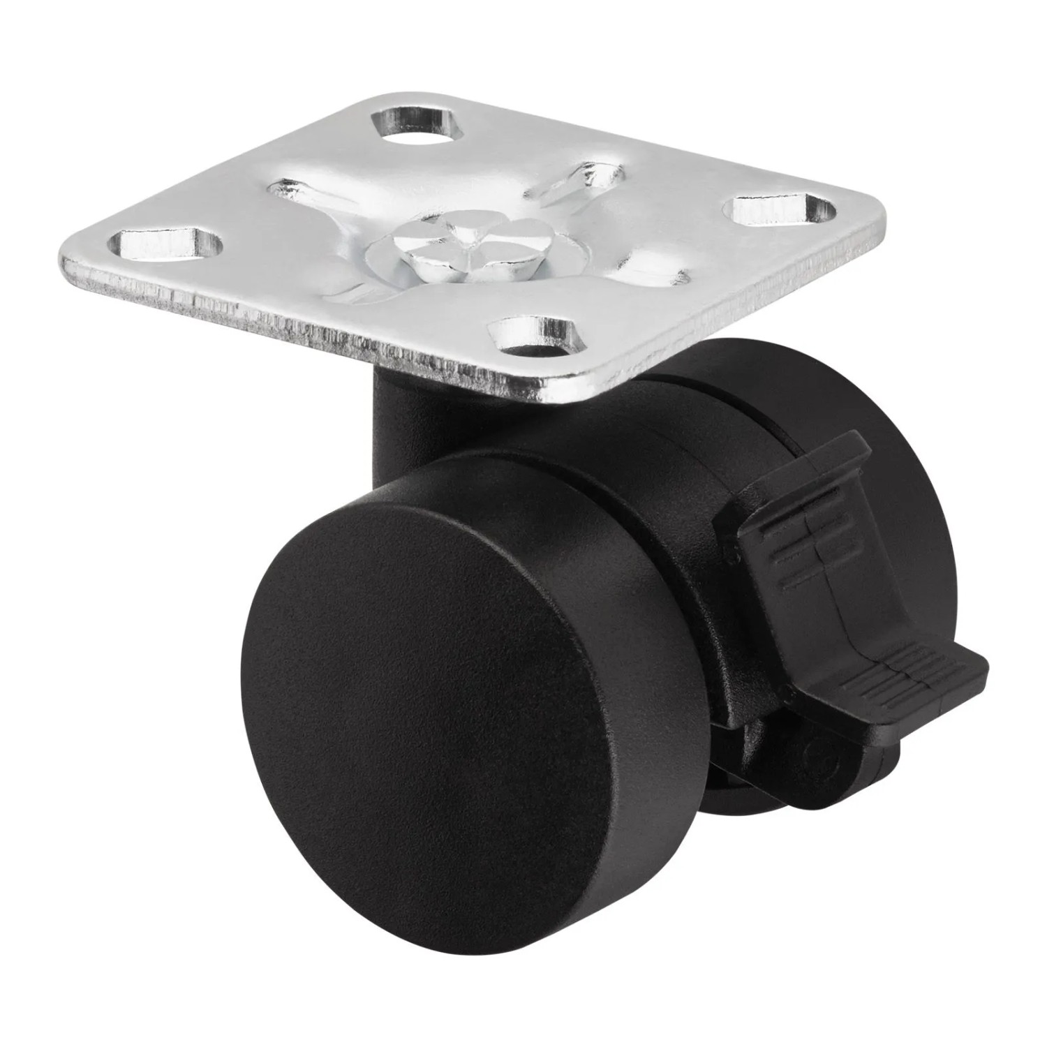 SOTECH Doppel Möbelrolle AACHEN Ø35 mm Belastbar Bis 40 kg Schwarz mit Montageplatte und Bremse