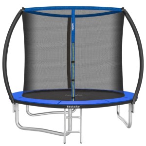Tectake Trampolin Jumpy Ø 244 cm  Gs Zertifiziert Mit Sicherheitsnetz  260 x 260 x 250 cm Schwarz Blau