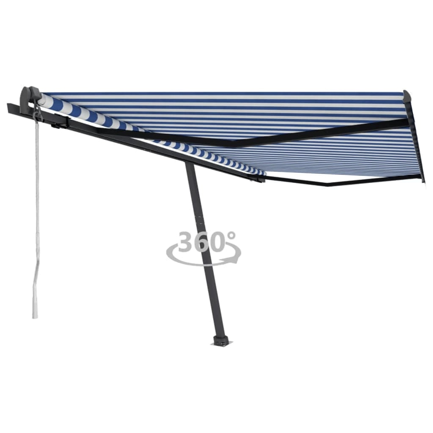 furnicato Standmarkise Automatisch 450x350 cm Blau/Weiß günstig online kaufen