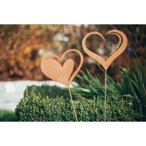 Ferrum Art Design Gartenstecker Herz, Edelrost-Optik, 129 cm, Gartendeko.