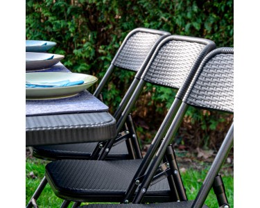 HAEST Klappstühle 2er Set Silber-Blau - Gepolsterte Faltstühle Bis 150kg