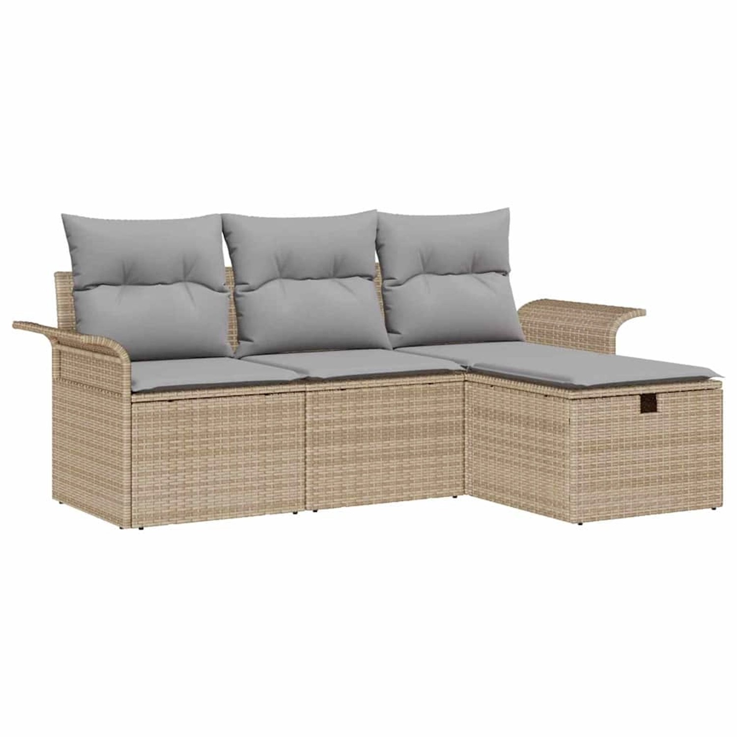 vidaXL Garten-Sofa-Set mit Kissen mit Speicher 4-Tlg Beige Poly Rattan 3360 günstig online kaufen