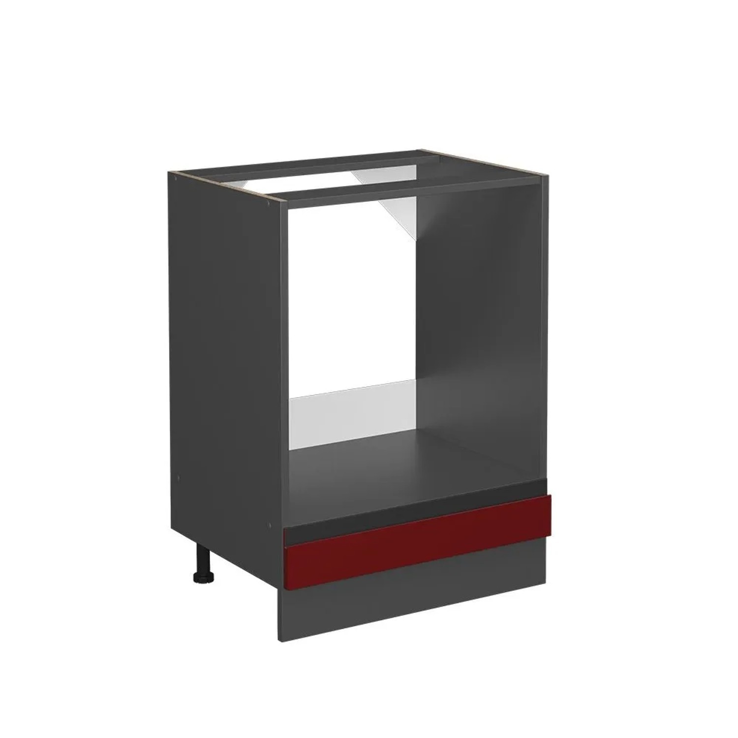 Vicco Herdumbauschrank R-Line Rot Anthrazit 60 cm J-Shape ohne Arbeitsplatte