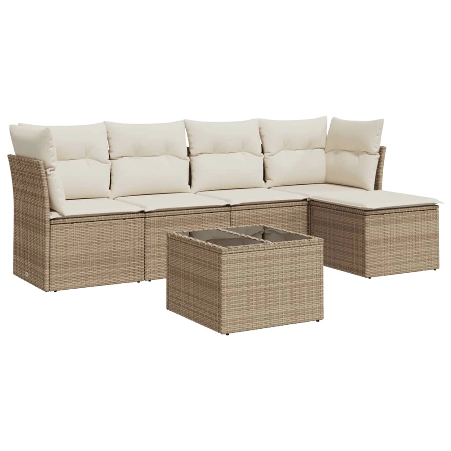 vidaXL 6-Tlg Garten-Sofagarnitur mit Kissen Beige Poly Rattan 3249407 günstig online kaufen