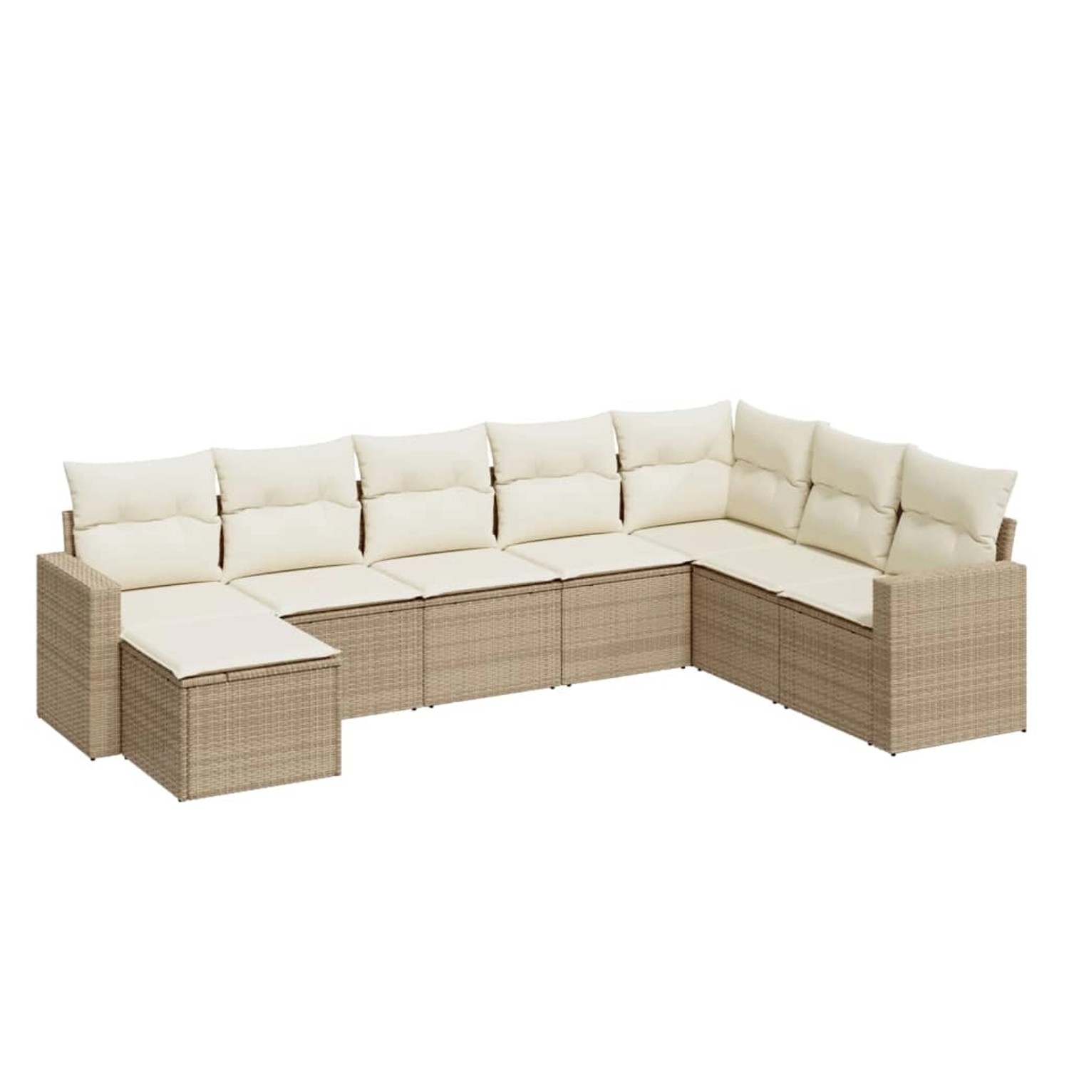 vidaXL 8-Tlg Garten-Sofagarnitur mit Kissen Beige Poly Rattan 3219348