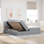 vidaXL Bett mit LED-Lichtleisten Hellgrau 200 x 200 cm Stoff 3371591_5
