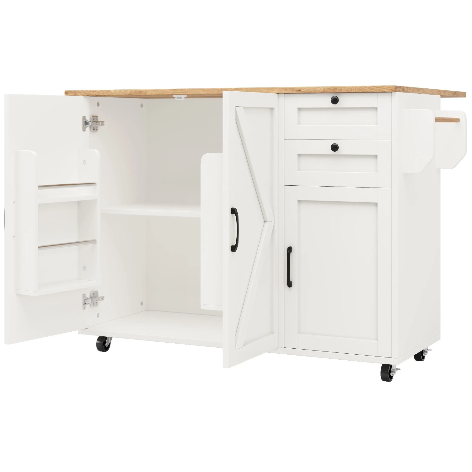 okwish Kücheninsel mit Snackregal Stauraum Esstisch Küche 120x71x92cm Weiß