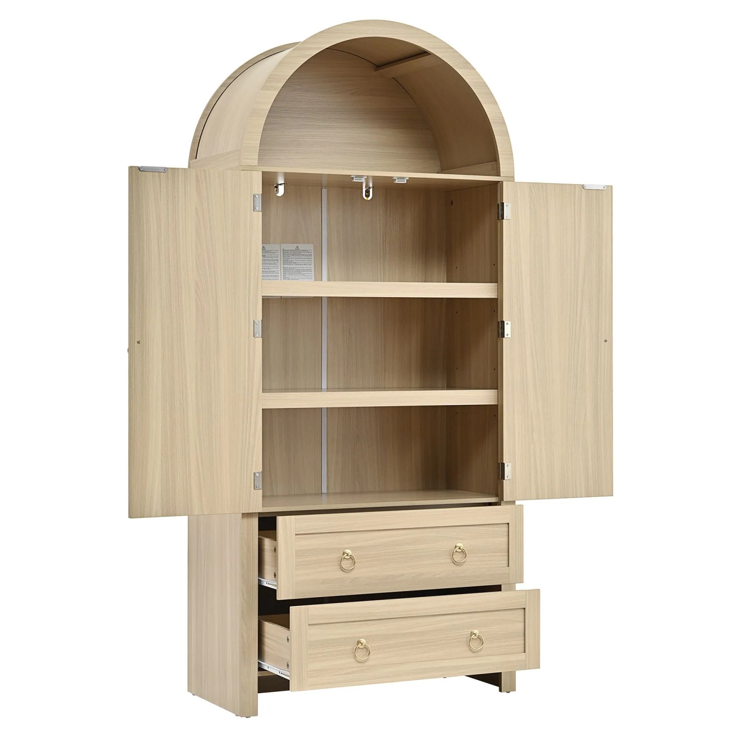 okwish Sideboard mit Doppelschubladen Vintage Wohnraum 80x40x180cm Natur