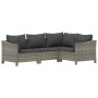 Graues 5-tlg. vidaXL Garten-Lounge-Set aus Polyrattan mit dunklen Kissen.