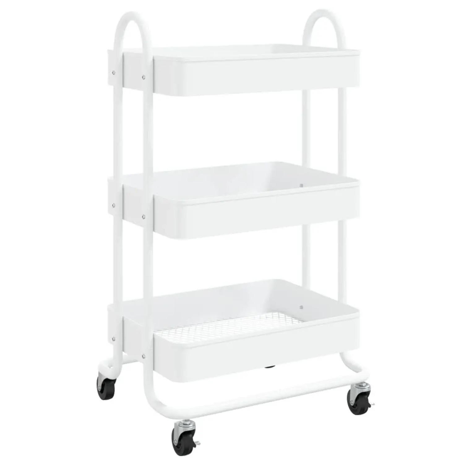 vidaXL 3-Etagen-Wagen Weiß 43x34x79 cm Stahl 335866